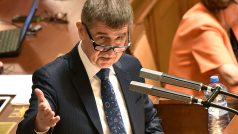 Andrej Babiš na mimořádné schůzi Poslanecké sněmovny ke kauze Čapí hnízdo