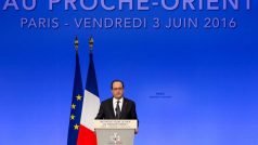 Francouzský prezident Francois Hollande na mezinárodní konferenci k přípravě blízkovýchodního mírového procesu