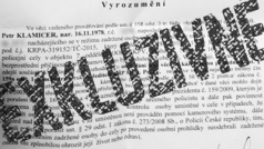 Vyrozumění inspekce k případu Petr Klamicera