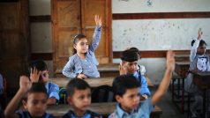 Palestinské děti ve škole v Pásmu Gazy