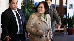 Mezipřistání tchajwanské prezidentky Cchaj Jing-wen v texaském Houstonu.