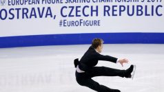 Michal Březina padá po trojitém axelu
