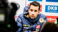Martin Fourcade na tiskové konferenci po závodě