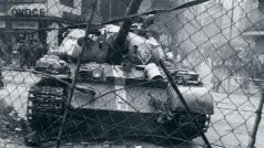 21. srpen 1968 na Vinohradské třídě v Praze