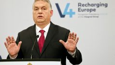 Viktor Orbán po jednání premiérů Visegrádské čtyřky v prosinci 2021