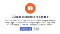 Upozornění na facebooku.