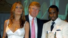 Donald Trump s ženou Melanií a raperem P. Diddym (archivní foto z roku 2005)