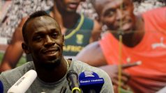 Usain Bolt při tiskové konferenci před Zlatou tretrou