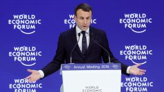 Francouzský prezident Emmanuel Macron na ekonomickém fóru v Davosu