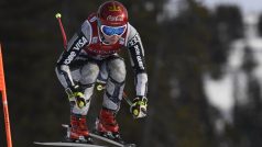 Ester Ledecká během sjezdu v Lake Louise