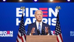 Joe Biden během svého projevu ve Wilmingtonu.