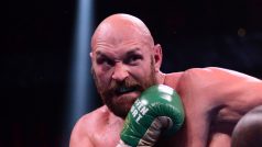 Tyson Fury (vlevo) v zápase s Deontayem Wilderem