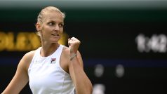 Karolína Plíšková po vítězství nad Terezou Martincovou v prvním kole Wimbledonu