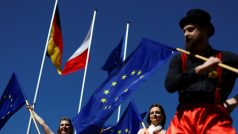 Oslavy 20. výročí vstupu Polska do EU ve městě Słubice na polsko-německých hranicích.