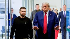 Ukrajinský prezident Volodymyr Zelenskyj a budoucí prezident USA Donald Trump