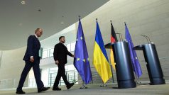 Volodymyr Zelenskyj na návštěvě u německého kancléře Friedricha Merze