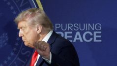 Americký prezident Donald Trump na tiskové konferenci po aljašském summitu s Vladimirem Putinem