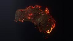 Vizualizace australských požárů na základě dat ze satelitů NASA.