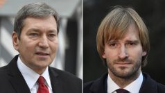 Kandidát na ministra průmyslu a obchodu Tomáš Hüner (vlevo) a kandidát na ministra zdravotnictví Adam Vojtěch (vpravo)