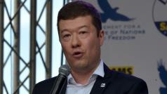 Tomio Okamura pronáší projev na demonstraci SPD na Václavském náměstí