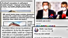 Část dezinformační scény se snaží zpochybnit kredibilitu vlády i zpravodajské služby BIS (ukázky)