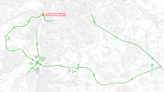 Mapa hlavních značených objízdných tras při opravách Barrandovského mostu