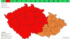 Výstraha Českého hydrometeorologického ústavu před orkánem Sabina