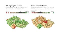 Kde si v krajských volbách polepšila opozice a kde koalice?