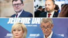 Zbyněk Stanjura (ODS), Marian Jurečka (KDU-ČSL), Alena Schillerová a Andrej Babiš (oba ANO)