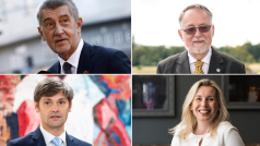 O funkci prezidenta ČR v roce 2023 bojovat devět kandidátů. Zleva: Andrej Babiš, Jaroslav Bašta, Pavel Fischer, Marek Hilšer, Danuše Nerudová, Petr Pavel, Denisa Rohanová, Josef Středula a Tomáš Zima