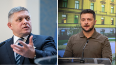 Slovenský premiér Robert Fico a ukrajinský prezident Volodymyr Zelenskyj