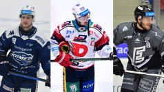 Adam Zbořil z Brna, kapitán Pardubic Roman Červenka a karlovarský Ondřej Beránek