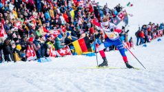 Biatlonista Vítězslav Hornig při smíšené štafetě na mistrovství světa