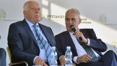 Exprezdient Václav Klaus a prezident Miloš Zeman na zahájení agrosalonu Země Živitelka