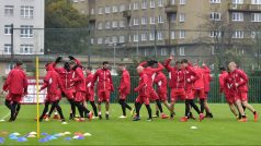 Fotbalisté Slavie při tréninku před zápasem s Villarrealem