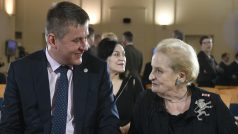 Ćeský ministr zahraničí Tomáš Petříček a bývalá americká ministryně zahraničí Madeleine Albrightová