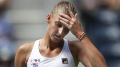 Tenistka Karolína Plíšková během utkání prvního kola turnaje US Open proti krajance Tereze Martincové