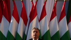 Maďarský premiér Viktor Orbán na posledním předvolebním mítinku před parlamentními volbami v dubnu 2018