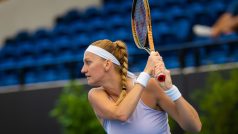 Petra Kvitová během utkání prvního kola v generálce na Australian Open v Adelaide