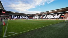 Úvodní choreo pražské Slavie v utkání proti Baníku Ostrava