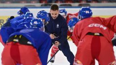 Tomáš Plekanec na tréninku hokejové reprezentace před Karjala Cupem