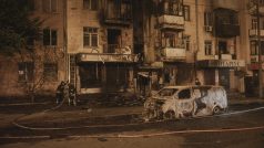Následky dronového útoku na Charkov