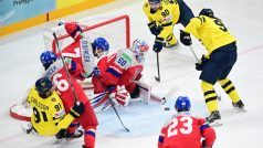 Čeští hokejisté v souboji se Švédskem