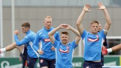 Čeští fotbalisté na tréninku