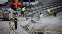 Revitalizace Václavského náměstí. Stavba nové tramvajové trati.