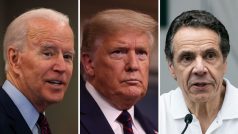 Uchazeč o demokratickou nominaci na prezidenta Joe Biden americký prezident Donald Trump a guvernér New Yorku Andrew Cuomo (koláž)