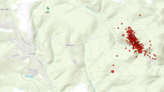 Zemětřesení zachycené Geofyzikálním ústavem Akademie věd ČR za posledních 24 hodin nedaleko obce Luby na Chebsku