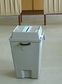 volební urna a zástěny