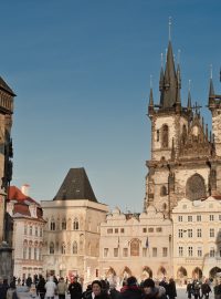 Orloj, Staroměstské náměstí a kostel P. Marie před Týnem, Praha 1