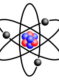 Atom lithia (černě elektrony, červeně protony, modře neutrony)